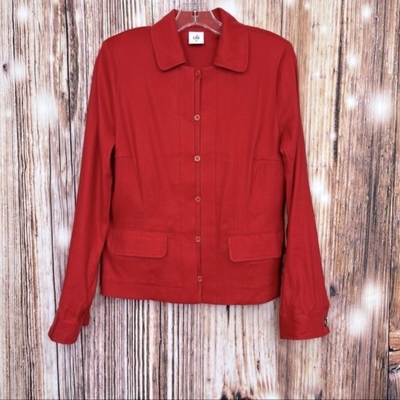CAbi Red Valentine Linen Blend Blazer Jacket Size Medium - Picture 2 of 12